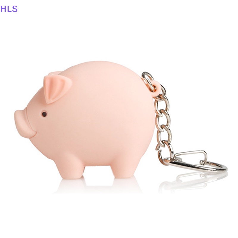 Móc Khóa Hình Heo Con Có Đèn LED Dễ Thương