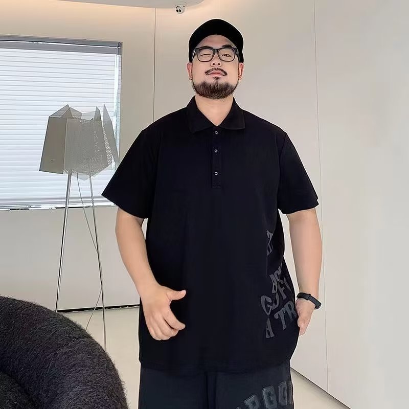 Áo polo Màu Đen Tay Ngắn Dáng Rộng Có Size Lớn XXL-8XL Dành Cho Nam Giới