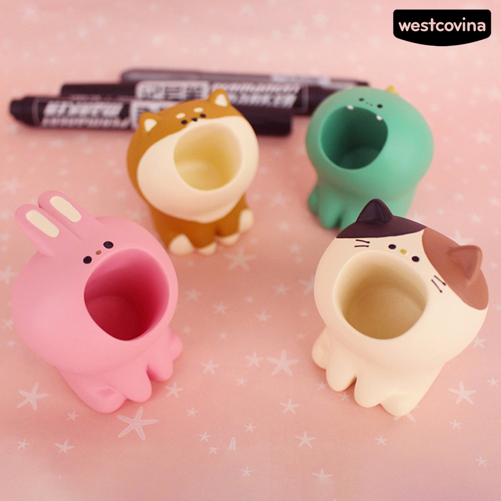 [WSTN]✎Giá Đỡ Bút Để Bàn Mini Bằng Nhựa Resin Họa Tiết Hoạt Hình Dễ Thương