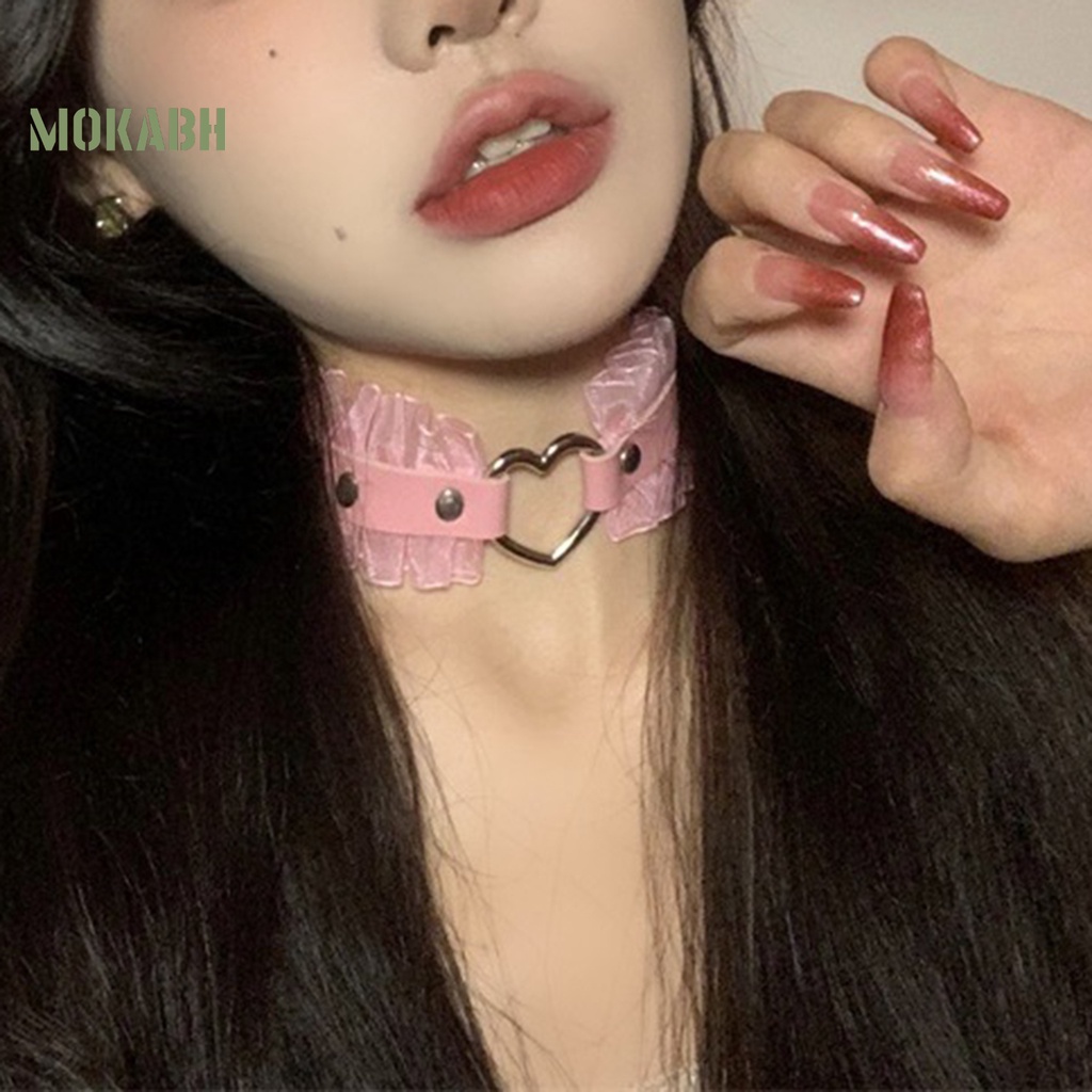 Vòng Cổ Choker Da Giả Đính Đinh Tán Phong Cách Harajuku Punk Cho Nữ