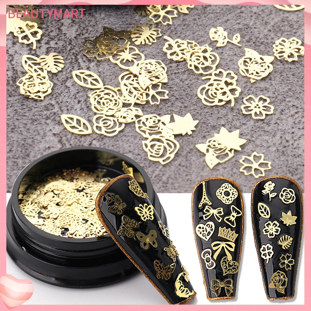 Hộp Sequin Hình Vương Miện / Lá / Trái Tim / Nơ Lấp Lánh Trang Trí Móng Nghệ Thuật