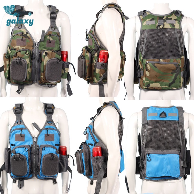 Galaxy Áo Khoác Câu Cá Sát Nách Vải Oxford Nhiều Túi Thoáng Khí Đa Năng Cho Nam