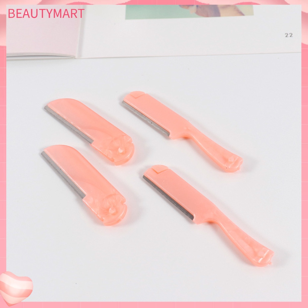 Dao Cạo Lông Mày 4 Đầu Thay Thế Bằng Thép Không Gỉ Có Thể Gập Lại An Toàn Dễ Mang Theo