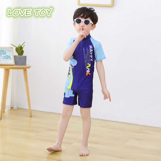 Bộ Đồ Bơi Liền Thân Ngắn Tay Mau Khô In Họa Tiết Hoạt Hình Cho Bé Trai 3-12 Tuổi
