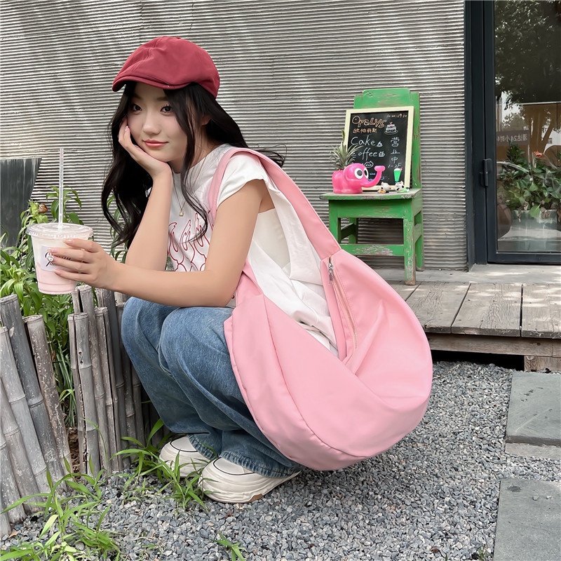 Túi Xách Đeo Vai / Đeo Chéo Cỡ Lớn Bằng Nylon 4 Màu Lựa Chọn Phong Cách Nhật Hàn Đơn Giản Thời Trang