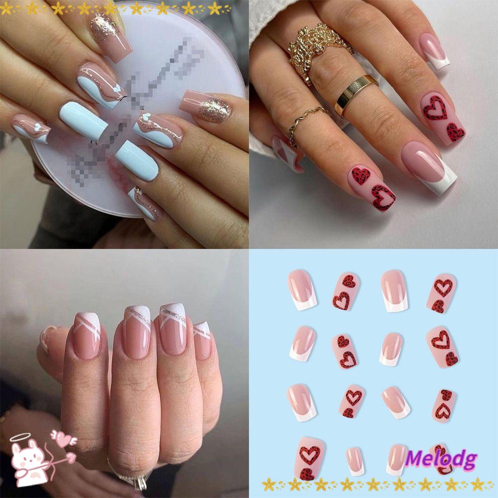 MELODG Bộ Móng Tay Giả Che Phủ Toàn Diện Đầu Vuông