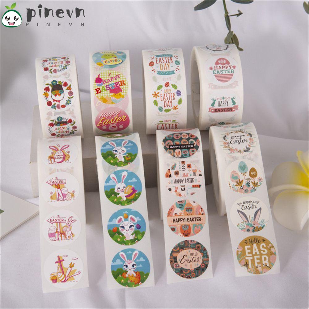 PINEVN Cuộn 500 Miếng Dán Trang Trí Sổ Tay Hình Thỏ Phục Sinh Dễ Thương