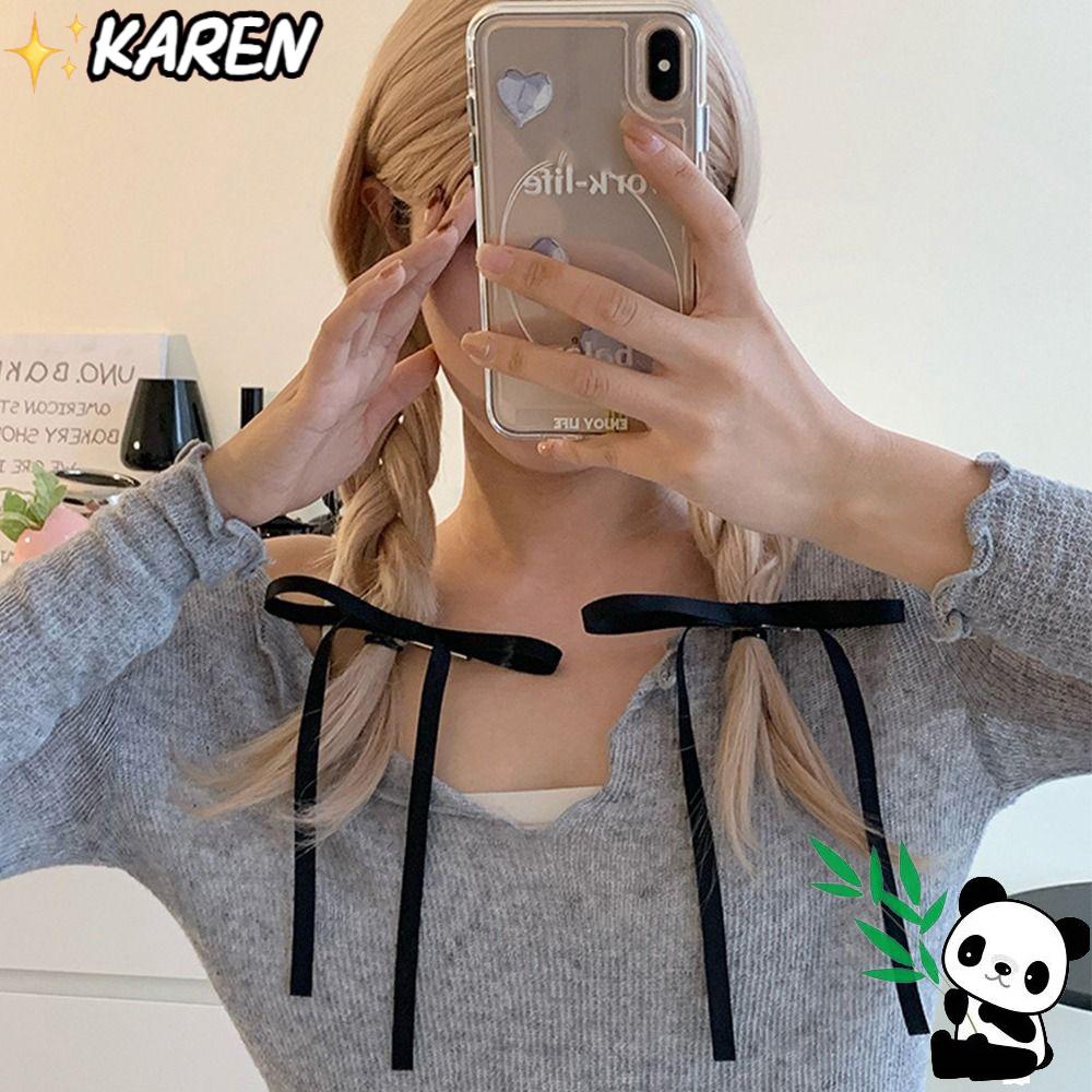 KAREN Kẹp Tóc Nơ Ruy Băng Dài Cho Bé Gái