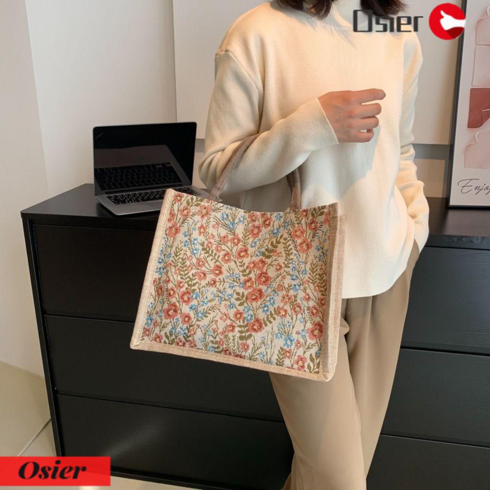 OSIER1 Túi Đựng Hộp Cơm Trưa Hoạ Tiết Hoa Thiết Kế Đơn Giản Cho Phái Nữ