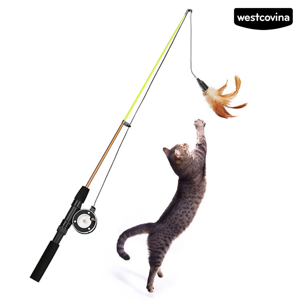 [COD]♞Cần Câu Gắn Lông Vũ Có Thể Thu Gọn Tiện Dụng Cho Mèo Cưng