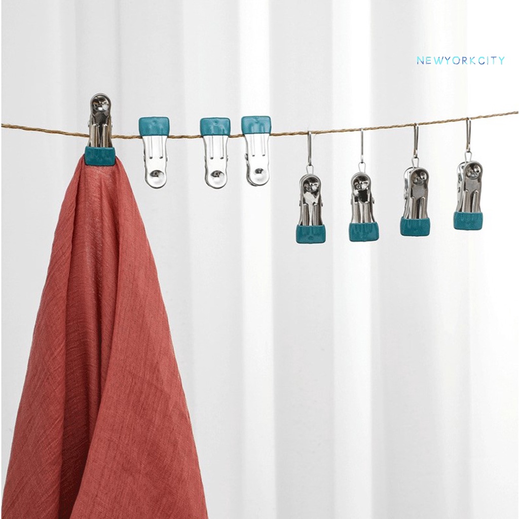 Set 10 Kẹp Phơi Quần Áo NY-10 Bằng Kim Loại Chống Trượt Chống Rách Tiện Dụng