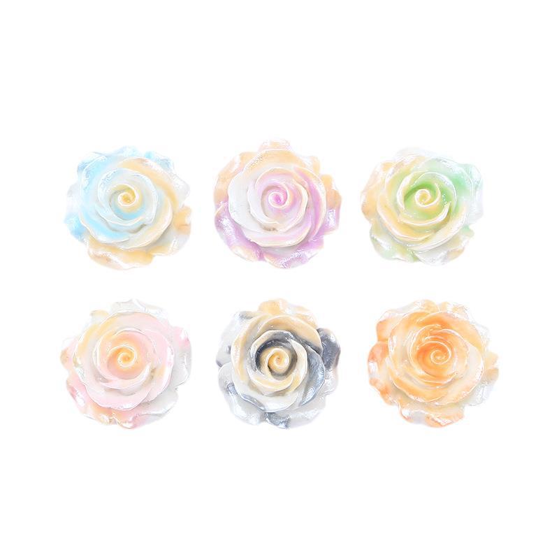 10 Kẹp Tóc Hoa Hồng Bằng Nhựa Resin DIY