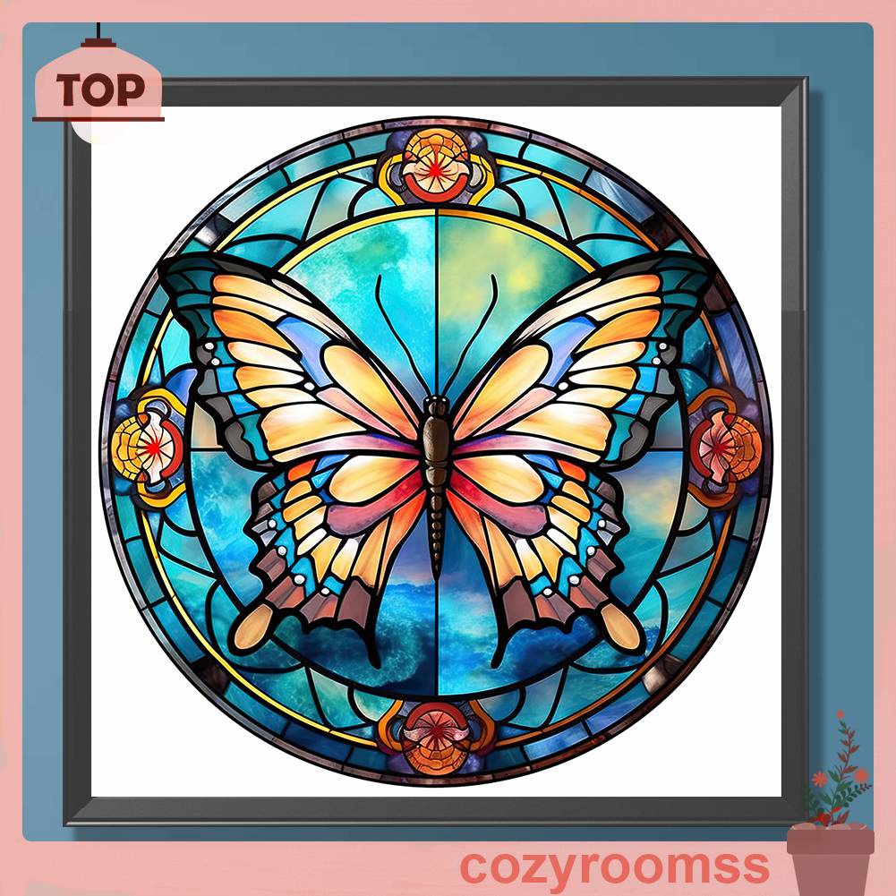 Tranh Đính Đá Kim Cương Toàn Bộ 5D DIY Hình Vẽ Bướm Bằng Kính