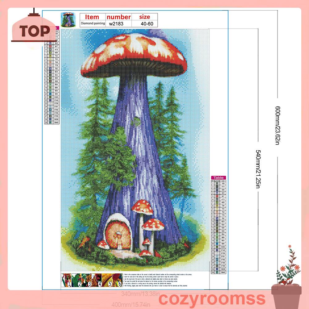 Tranh Đính Đá Kim Cương Toàn Bộ 5D DIY Hình Vẽ Nấm Trang Trí Nhà Cửa