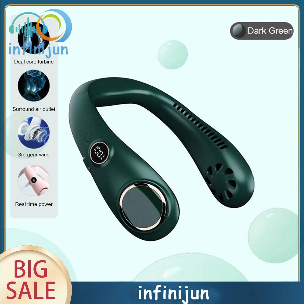 Quạt Làm Mát Thể Thao Đeo Cổ Không Cánh Có Màn Hình LED Kỹ Thuật Số