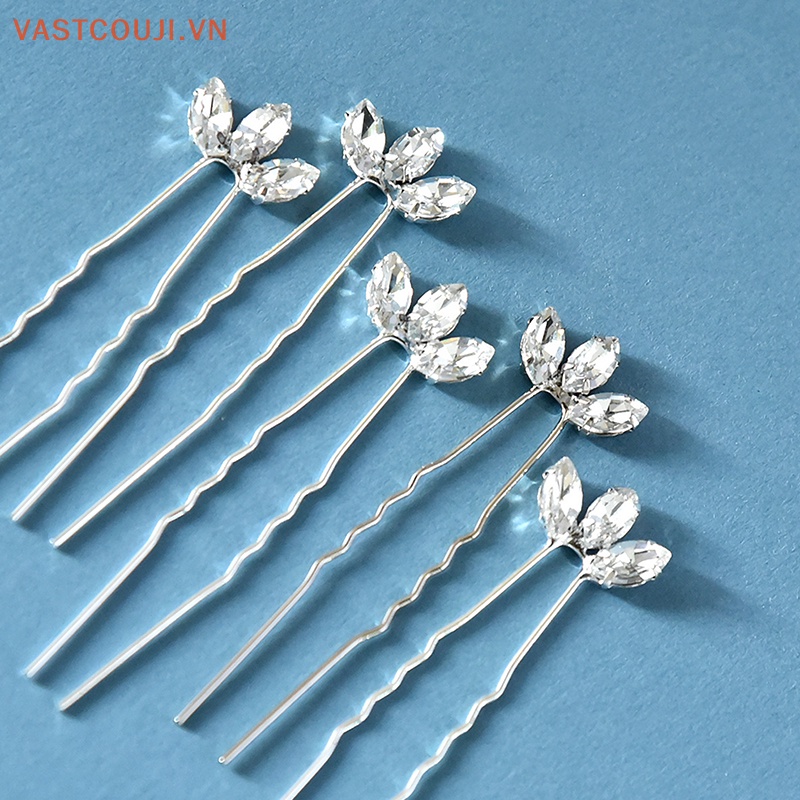 Trâm Cài Tóc Chữ U Màu Bạc Đính Đá Pha Lê Cho Cô Dâu