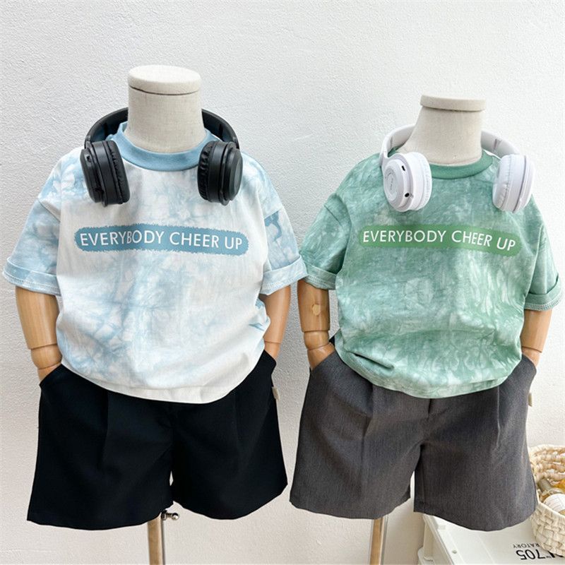 Áo Thun Cotton Mỏng Tay Ngắn Dáng Rộng In Chữ Phong Cách Hàn Quốc Thời Trang Mùa Hè Dễ Thương Cho Bé Trai