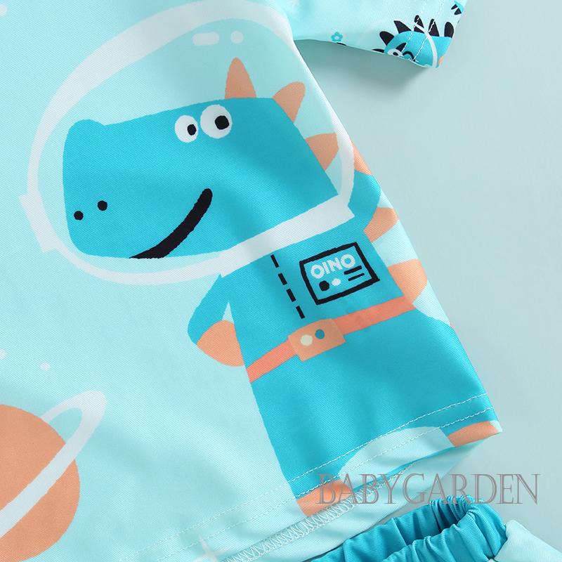 Bộ Đồ Bơi Áo Thun Tay Ngắn In Hình Khủng Long + Quần Ngắn Dành Cho Bé Trai 2-7 Tuổi