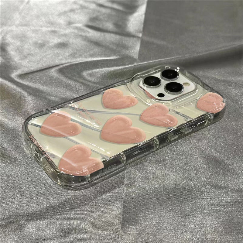 Ốp Điện Thoại Dẻo Trong Suốt Họa Tiết Trái Tim Màu Trắng Cho iPhone14promax 1312 / 11 7 / 8plus xr / sins Q8HI