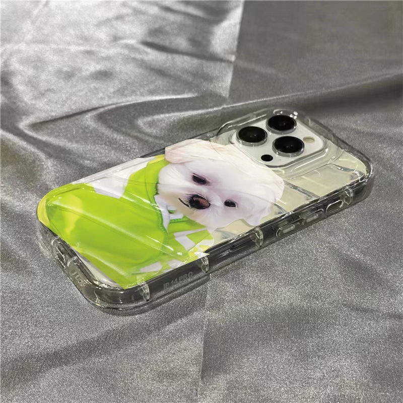 Ốp Điện Thoại Mềm Trong Suốt Hình Cún Con Đeo Áo Khoác Đệm Cho iPhone14promax 1312 / 11 7 / 8plus xr / sins 0VK2