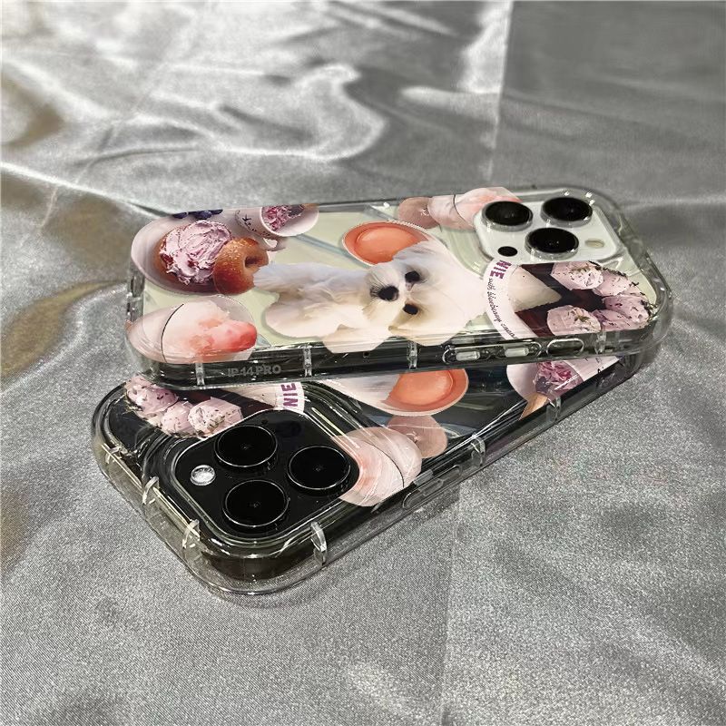 Ốp Điện Thoại Mềm Trong Suốt Họa Tiết Bánh Kem Và Chú Chó Dễ Thương Cho iPhone14promax 1312 / 11 7 / 8plus xr / sins XXGK
