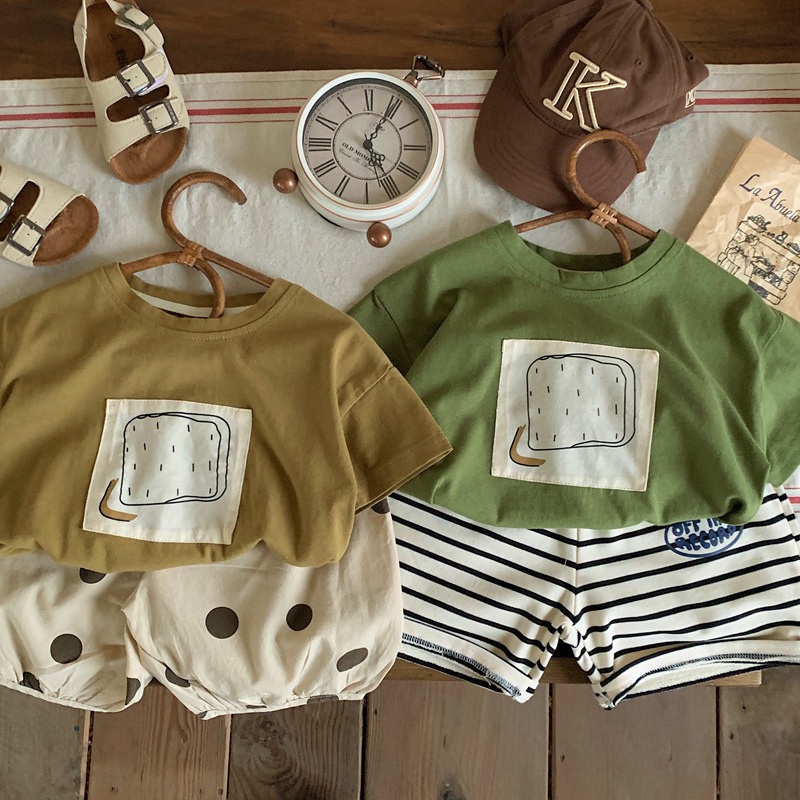 Áo Thun Cotton Tay Ngắn Cổ Tròn Màu Trơn Dễ Thương Cho Bé