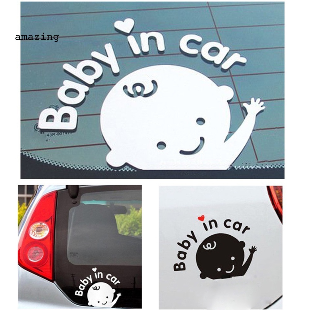Đề Can Tự Dính Họa Tiết Baby in Car Thời Trang Trang Trí Cửa Sổ Xe Hơi