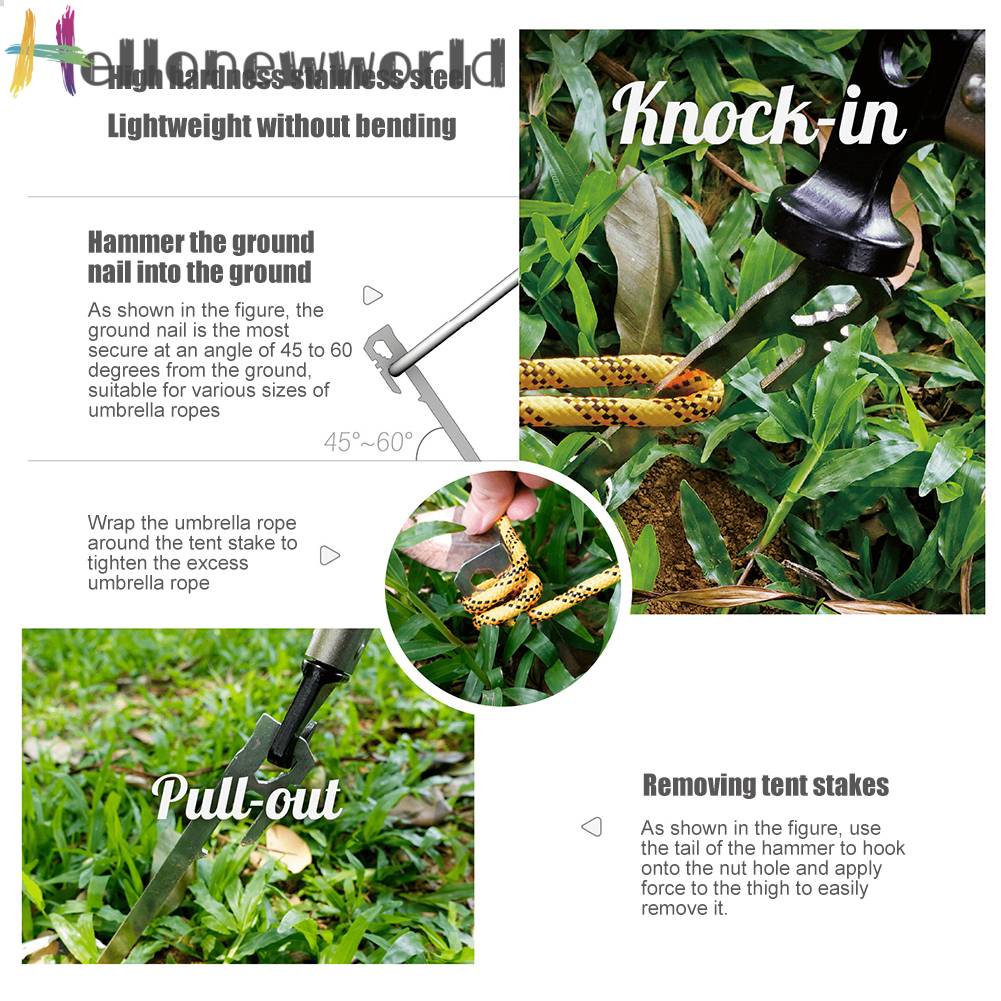 Set 6 Cọc Dựng Lều Bằng Thép Không Gỉ 28cm