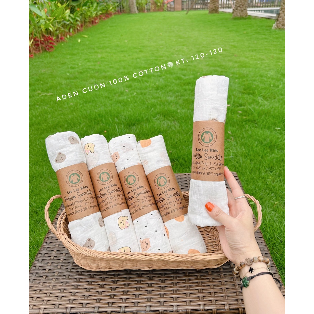Khăn xô tắm Muslin Leelee kid Swaddle Organic cotton - Khăn tắm xô cho bé
