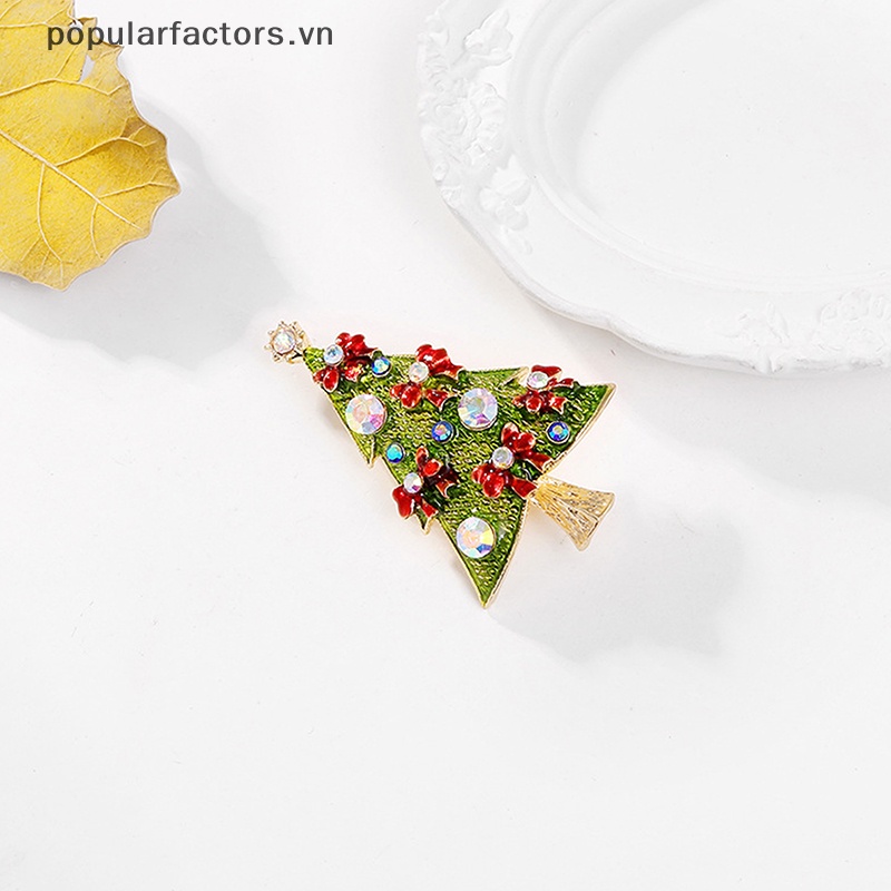 Ghim Cài Áo Hình Cây Thông Giáng Sinh Đính Đá Thời Trang Cho Nữ