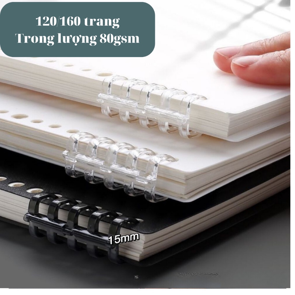 Sổ Còng SHIORI A4 B5 A5 8 Còng 120/160 Trang Kèm Ruột Giấy Refill Làm Planner Bullet Journal