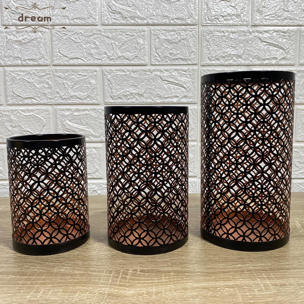 【DREAMLIFE】Candle Base 3 Size 3pcs/set Black Decor Hollow Iron Candle Accessories