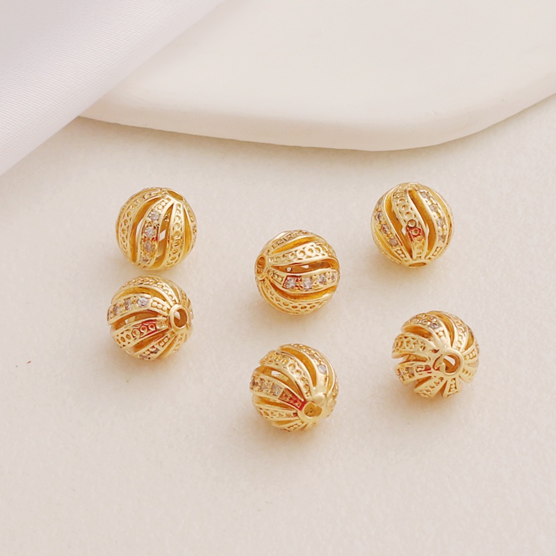 Hạt Tròn Rỗng Mạ Vàng 14K 10mm Nhiều Màu Sắc Dùng Làm Trang Sức diy