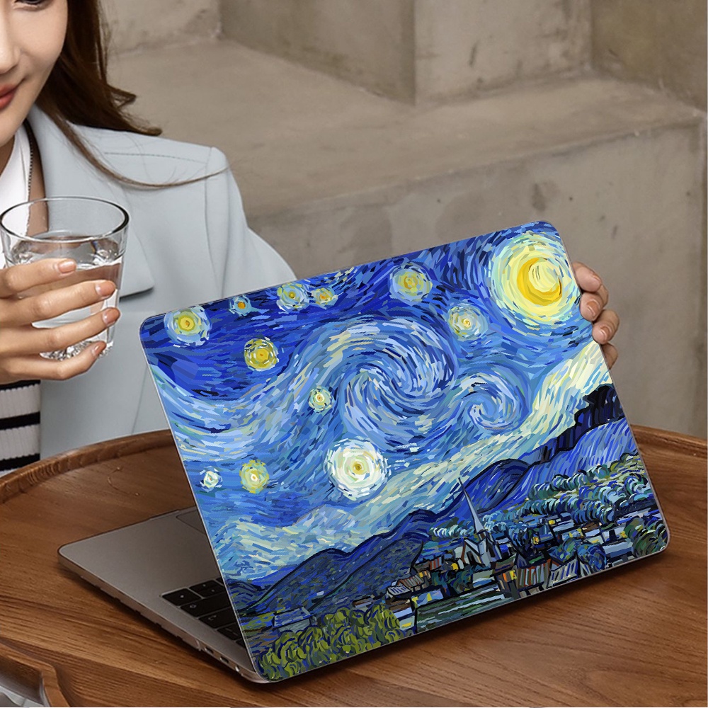 Oil Painting print hollow logo case compatible for MacBook case 2023 M2 Pro 14 air 13 inch case A2681 A2337 M1 M2 A2179 Pro 14 15 16 A2442 A2485 A2141 A1707 A1990 Retina 13 A1502 A
