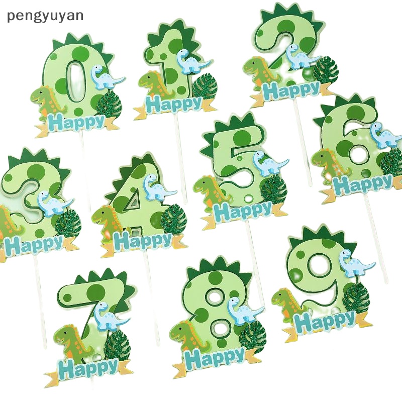 [pengyuyan] 1 Que Cắm Trang Trí Bánh Kem Hình Khủng Long / Lá Cọ Cho Tiệc Sinh Nhật [Mới]