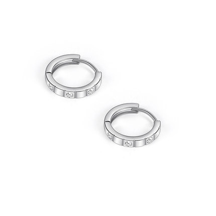 1 Đôi Bông Tai Tròn Đính Đá Zircon Đơn Giản Thời Trang Dành Cho Nam Và Nữ