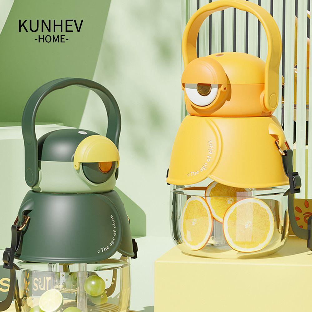KUNHEV Bình Nước Thể Thao 1100ML Có Ống Hút Họa Tiết Hoạt Hình Dễ Thương Cho Bé