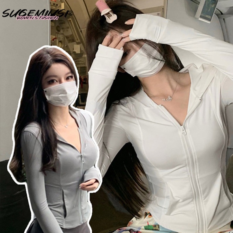 Sugemiusi Áo Khoác Chống Nắng Dài Tay Có Mũ Trùm Đầu Thoáng Khí Phong Cách Mùa Hè