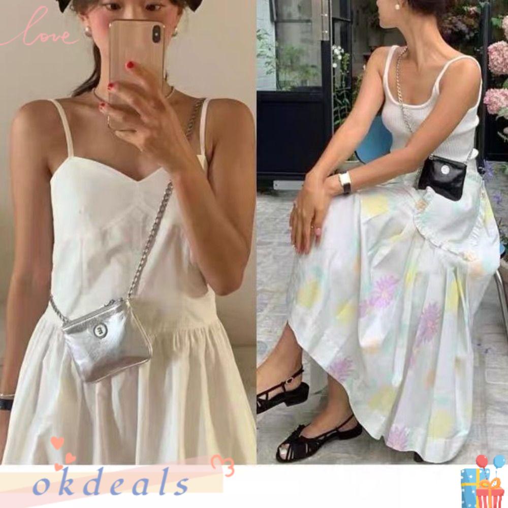 OKDEALS Ví Đựng Thẻ ID / Tiền Xu Đeo Vai Mini Màu Đen / Bạc Dành Cho Trẻ Em