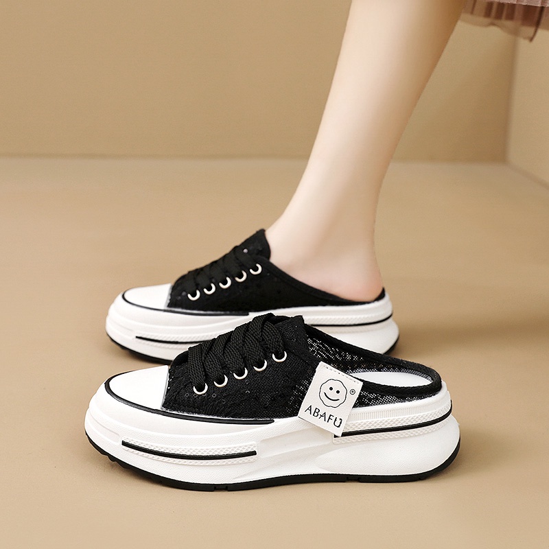 Dép Bít Mũi Đế Dày Phối Lưới Thoáng Khí Thời Trang Mùa Hè Cho Nữ