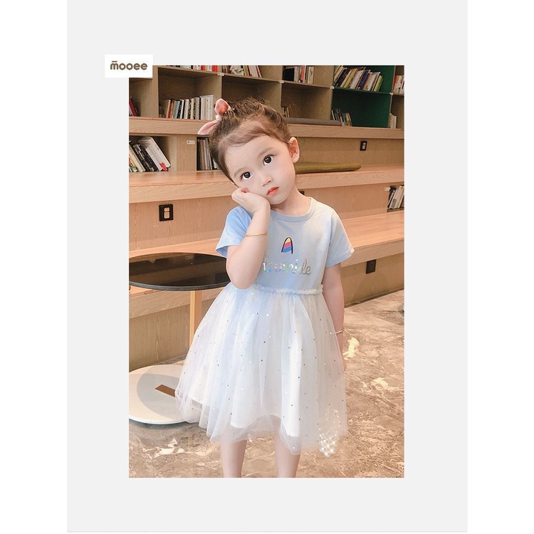 Đầm Công Chúa Mùa Hè Tay Cộc Bằng Vải Cotton Trơn Mỏng Phong Cách Phương Tây Cho Bé Gái