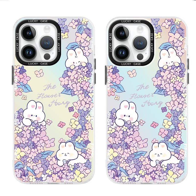 Ốp Điện Thoại Imd In Hình Thỏ Và Hoa Màu Laser Cho iPhonexr12678plusins IMD1314 Apple 6QGV Promax
