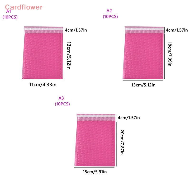< Cardflower > 10 Túi Gửi Thư Bong Bóng Đỏ Hồng Tự Đóng Gói Bảo Vệ Chống Rơi Bền Bỉ Làm Quà Tặng Mới