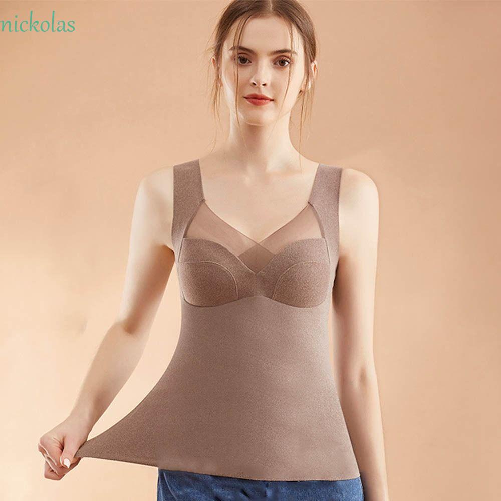 NICKOLAS Đức Áo Lót Hai Dây Giữ Ấm Thoải Mái Màu Trơn Phong Cách Hàn Quốc