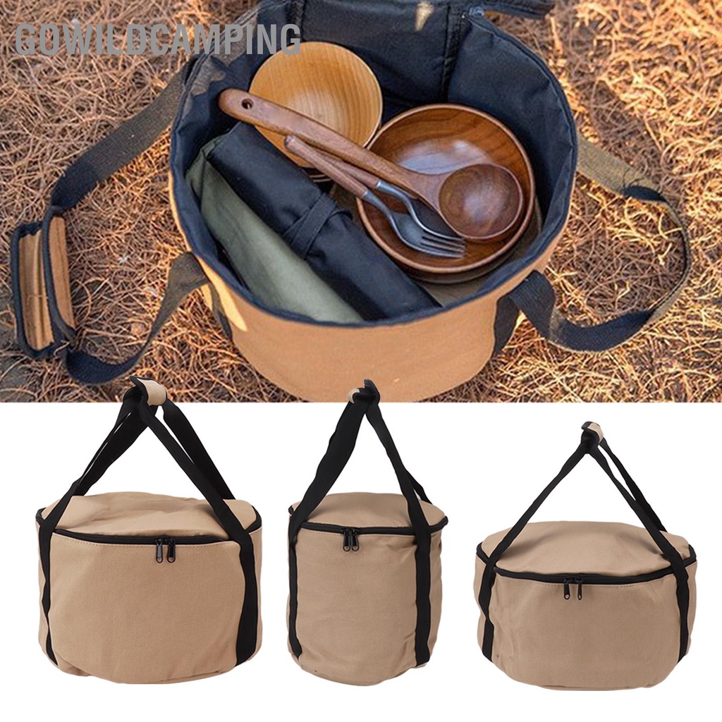 GoWildCamping Cắm Trại Túi Bảo Quản Hình Dạng Xô Dung Lượng Lớn Vải Bố Chống Thấm Di Động Du Lịch Ngoài Trời Đựng Đồ Cho