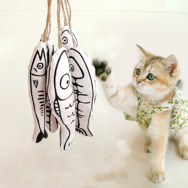 Đầu Cá Giả Bằng Cotton Dễ Thương Thay Thế Kèm Chuông Cho Mèo Cưng