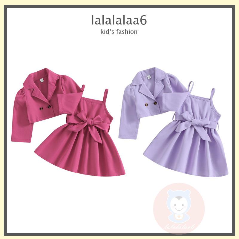 Set Đầm Sát Nách Thắt Eo + Áo Khoác Thời Trang Cho Bé Gái LAA6