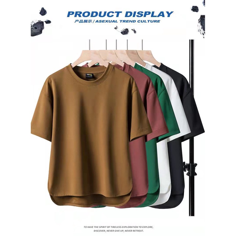 Áo Thun Tay Ngắn Cổ Tròn Màu Trơn Đơn Giản Thời Trang Xuân Hè Mới 2023 Size Lớn M-3xl