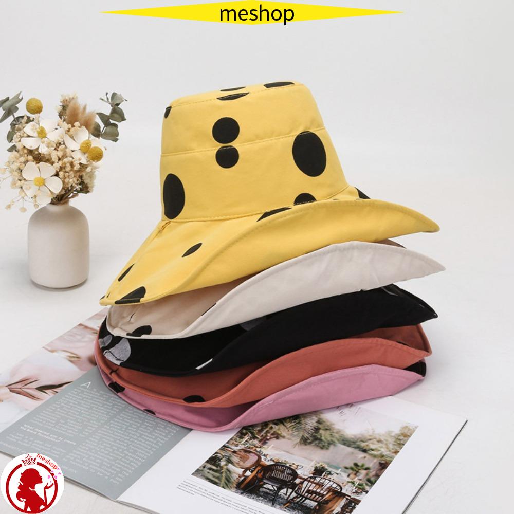ME Nón Tai Bèo Vành Rộng Họa Tiết Chấm Bi Chống Tia UV Thời Trang Đi Biển Cho Nữ