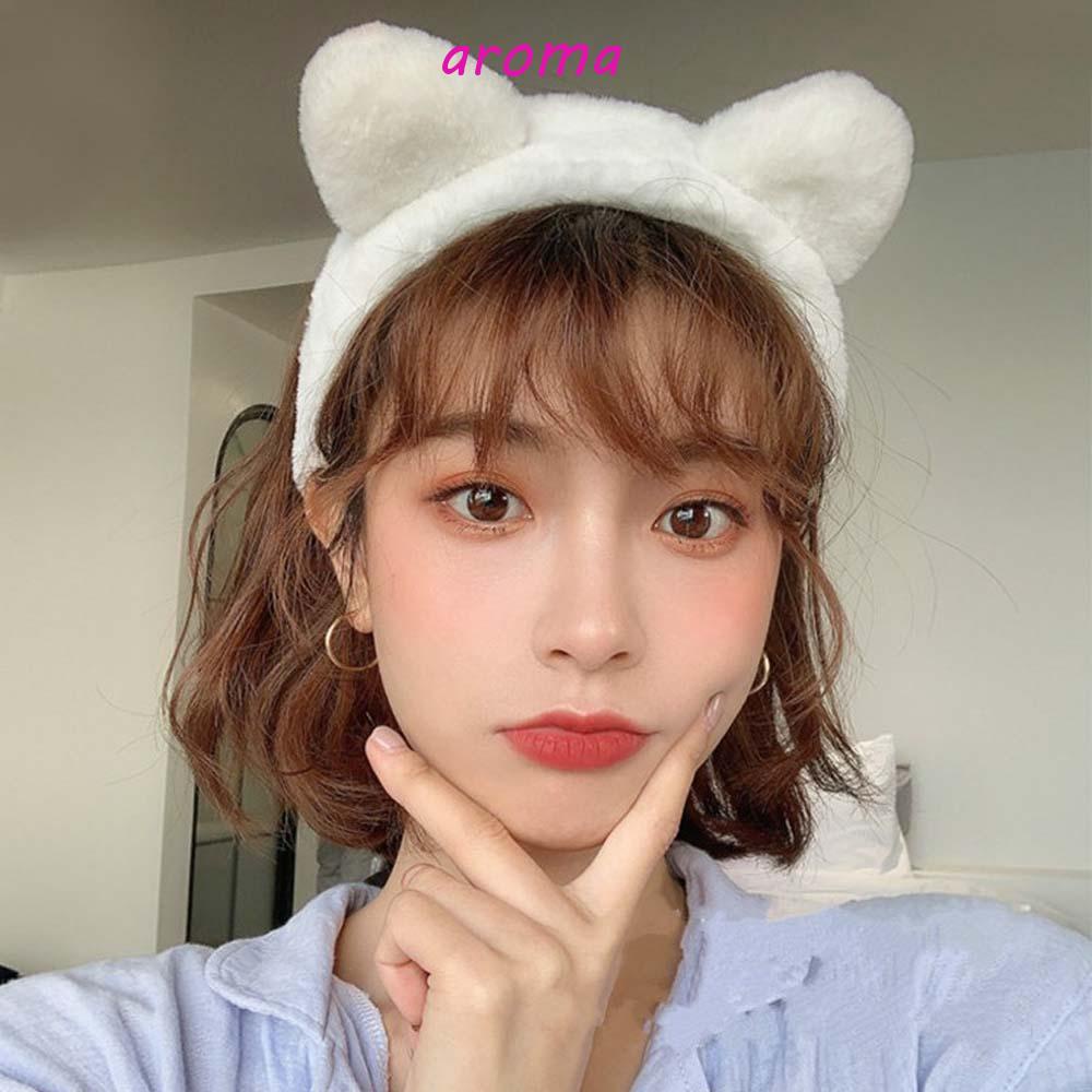 AROMA Băng Đô Tai Mèo Hoạt Hình Thiết Kế Đơn Giản Cho Nữ